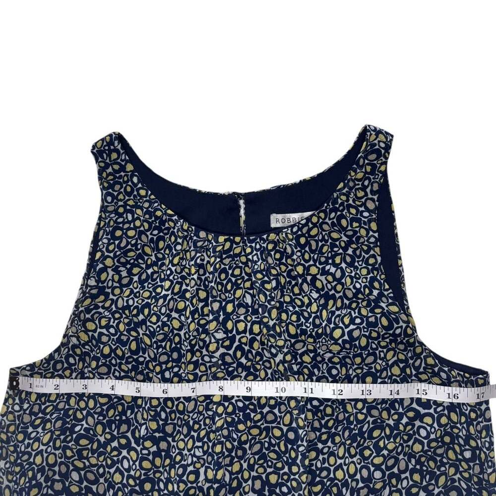 Robbie Bee Navy Yellow Animal Print Sleeveless Shift Dress Size 10 - Picture 4 of 6